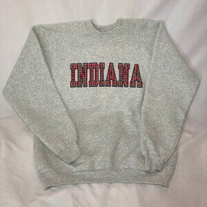 VINTAGE RARE 1992 Indiana University IU Fruit of the Loom Heather Grey Crew Neck